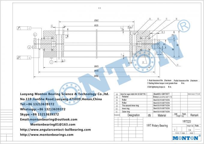 YRT325 yrt series rotary table bearing factory
